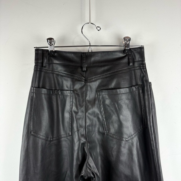 Zara Women Faux Leather Pleather Black Wide Leg Pants Trousers Chic Bikercore XS - Picture 5 of 10